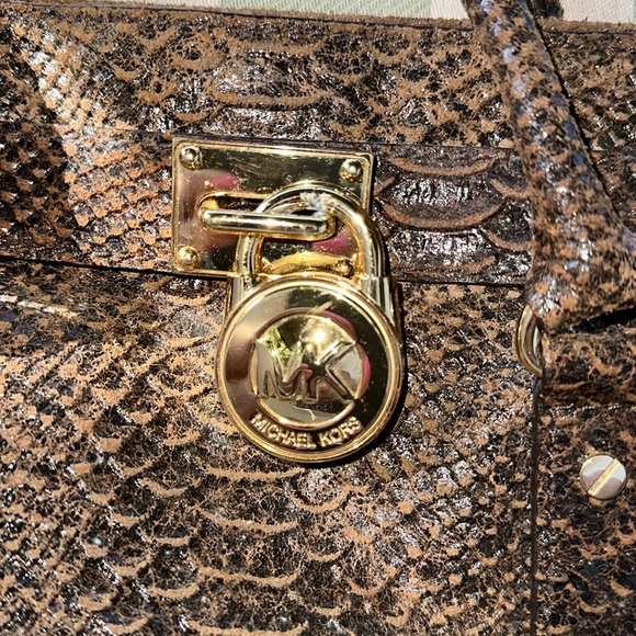 Michael Kors Gold and Brown Satchel with Elegant Hardware - Picture 9 of 9